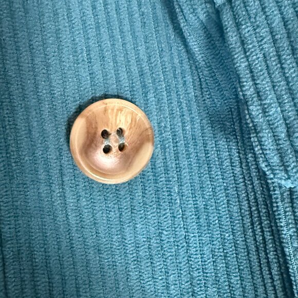 Avec Les Filles Womens Corduroy Jacket High Neck Snap Button Teal Small - Picture 5 of 6